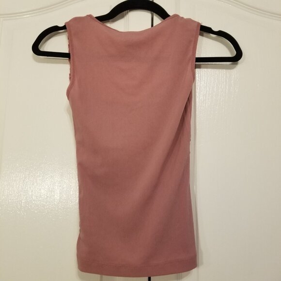 Pink Y2K Ruched Tank Top Mid Length Top Nude Women XS Vintage Feminine Girly - Picture 7 of 10